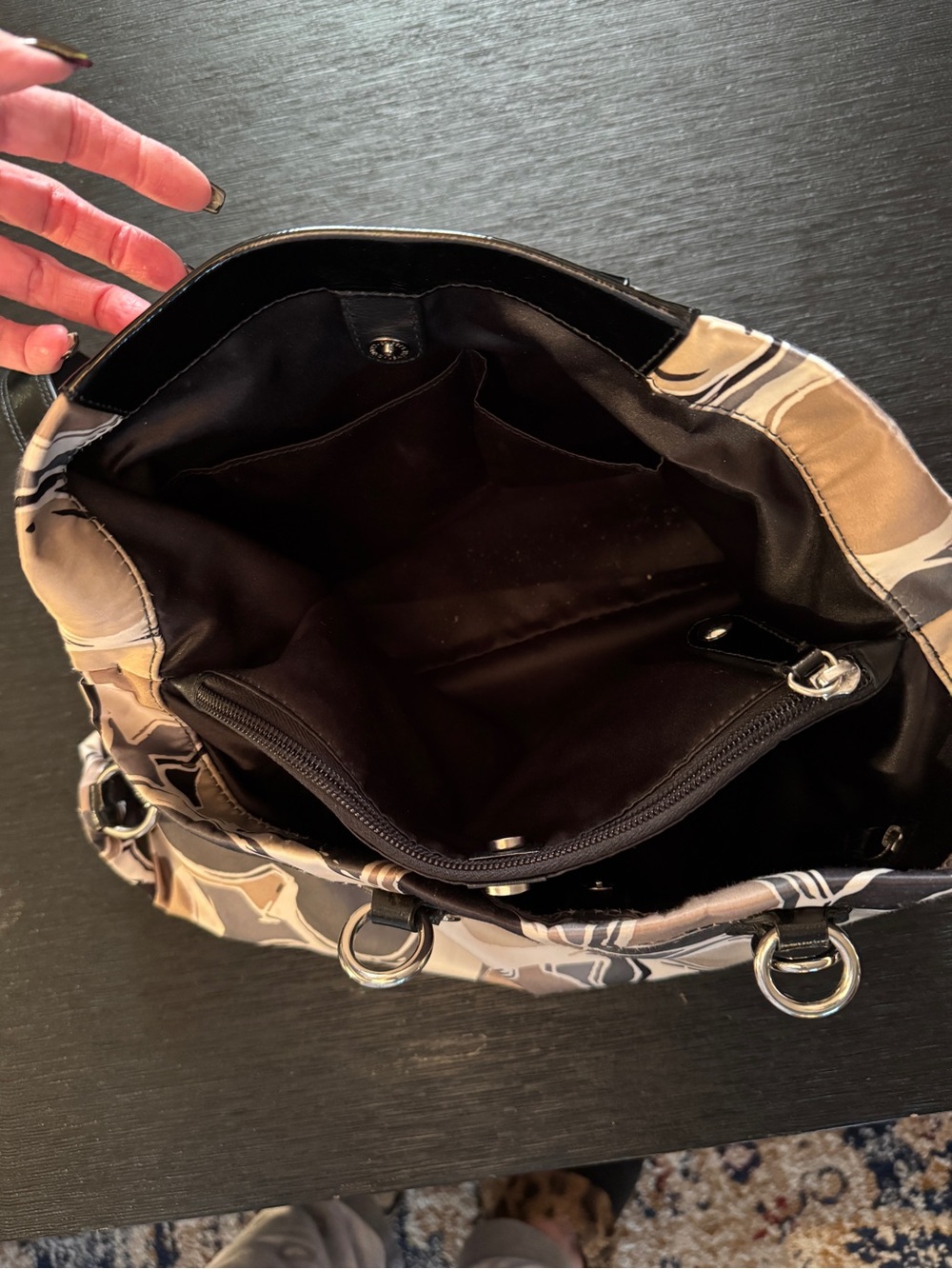 Coach Beige and Black Patterned Shoulder Bag